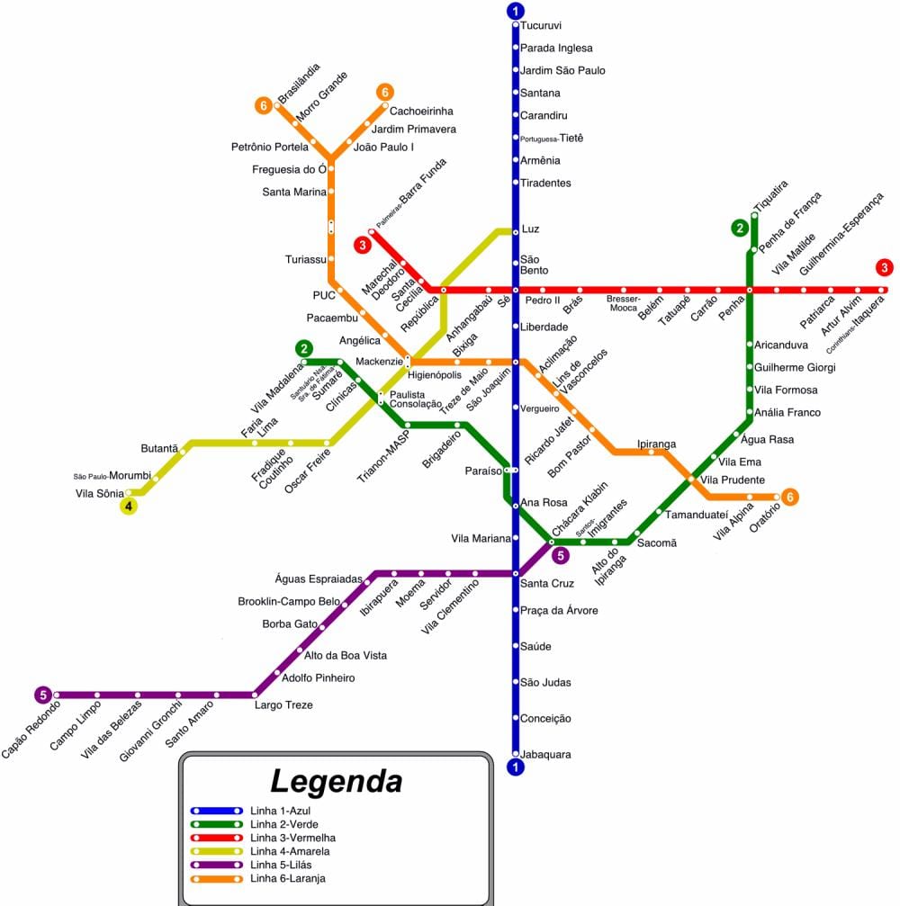 Karte von Sao Paulo tube