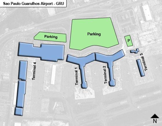 Sao Paulo-guarulhos international Flughafen terminal Karte
